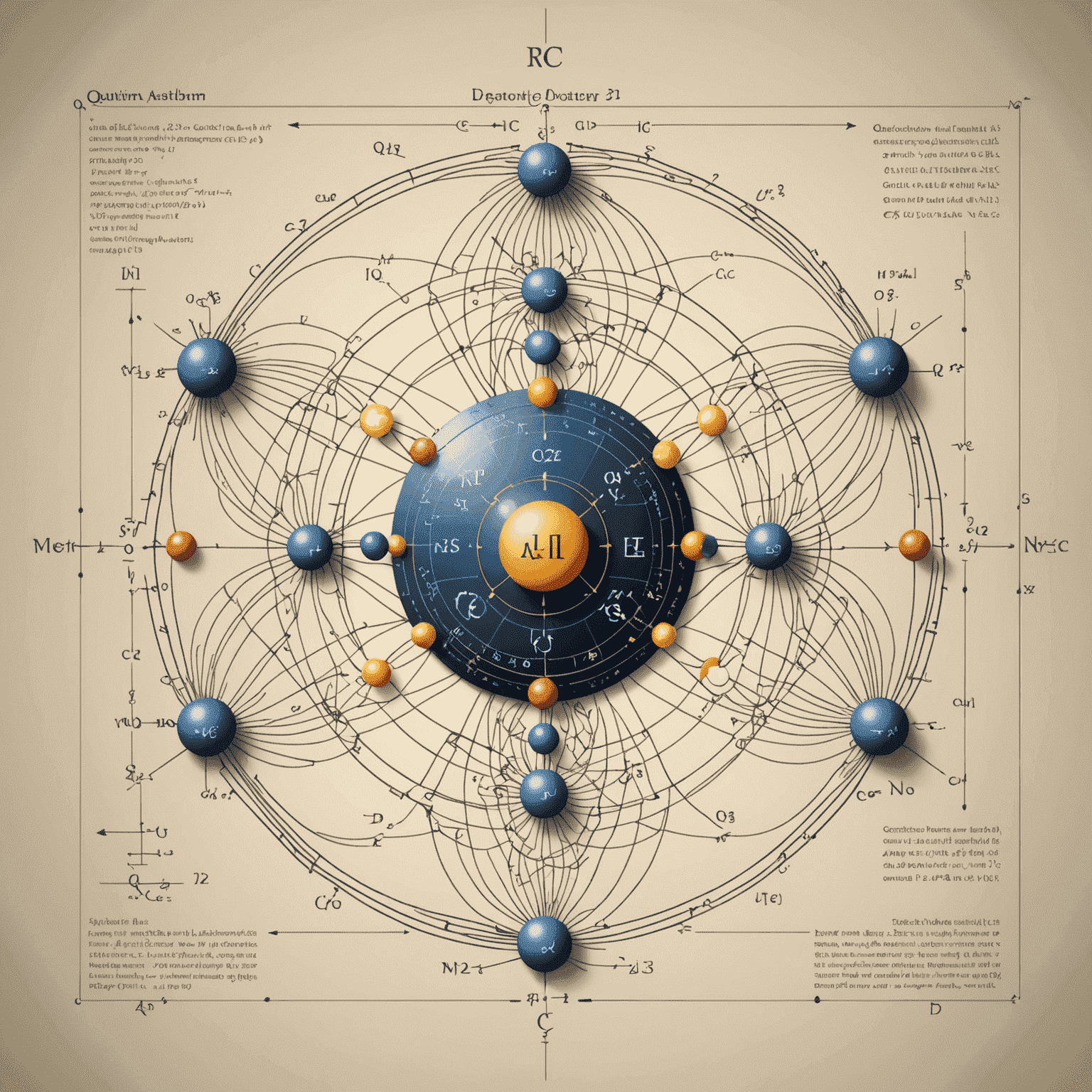 Visual representation of quantum algorithms with complex mathematical equations and quantum circuit diagrams